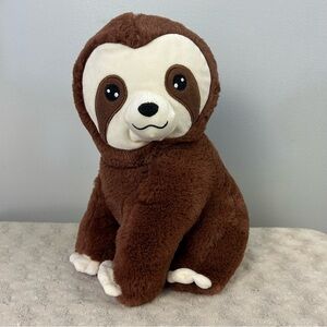 Bee Happy Aldi Sloth Plush Stuffed Animal Toy Brown Cream Off White Sitting
